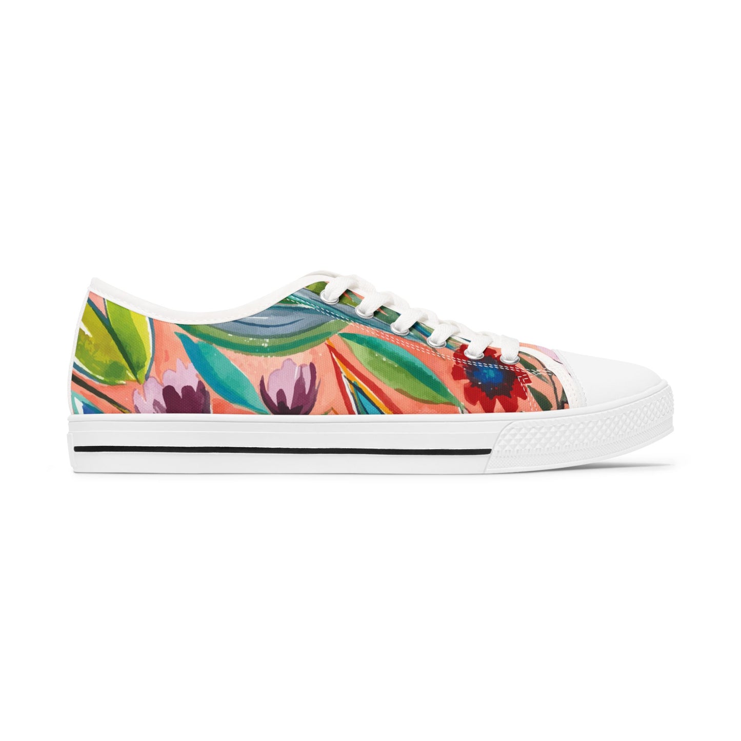 Blue Barn Women's Low Top Floral Sneakers, with Original Artwork by Camilla Metzler