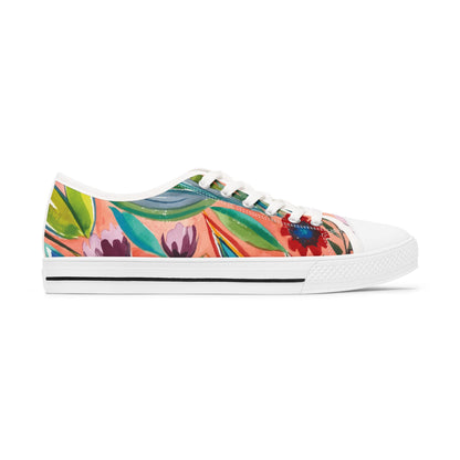 Blue Barn Women's Low Top Floral Sneakers, with Original Artwork by Camilla Metzler