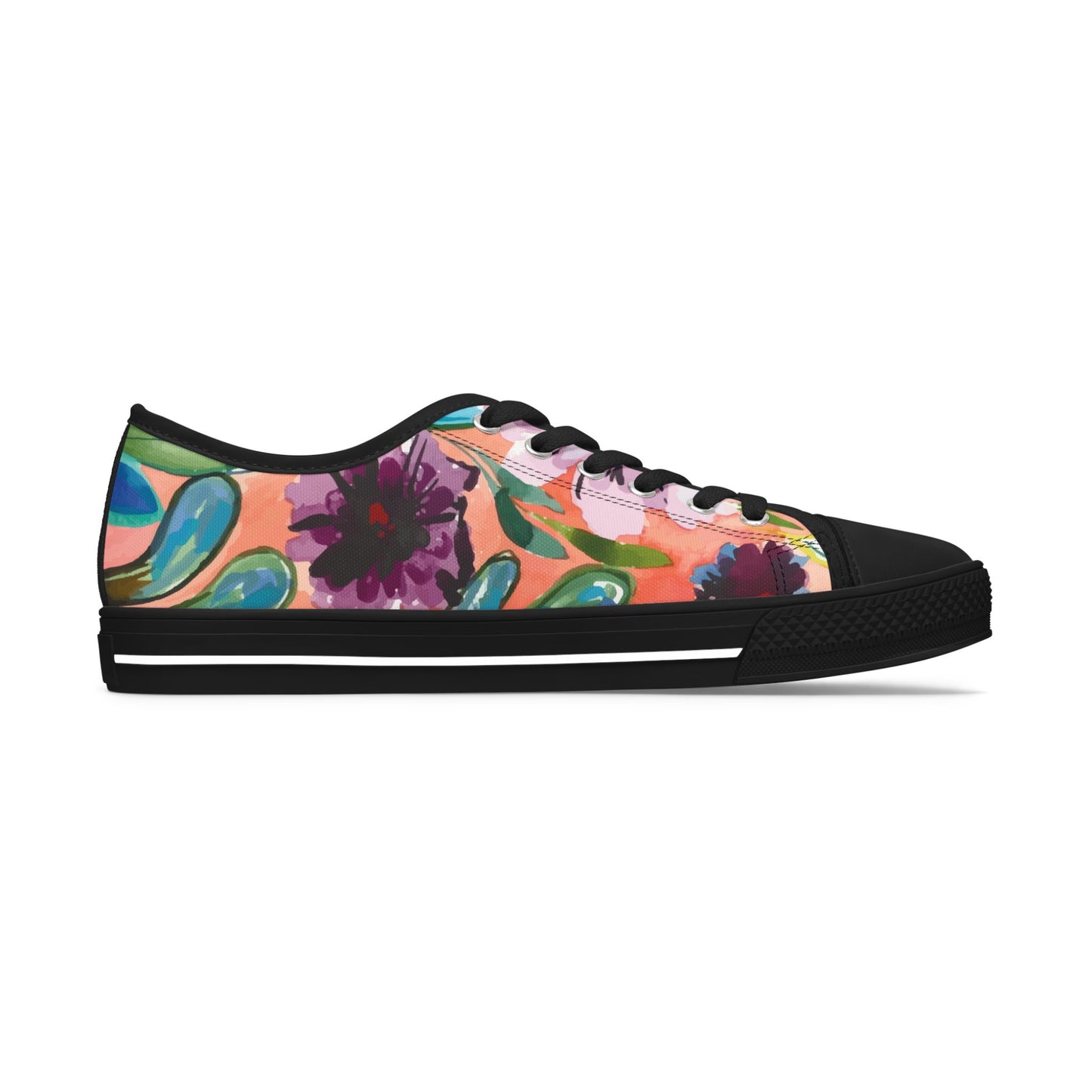 Blue Barn Women's Low Top Floral Sneakers, with Original Artwork by Camilla Metzler
