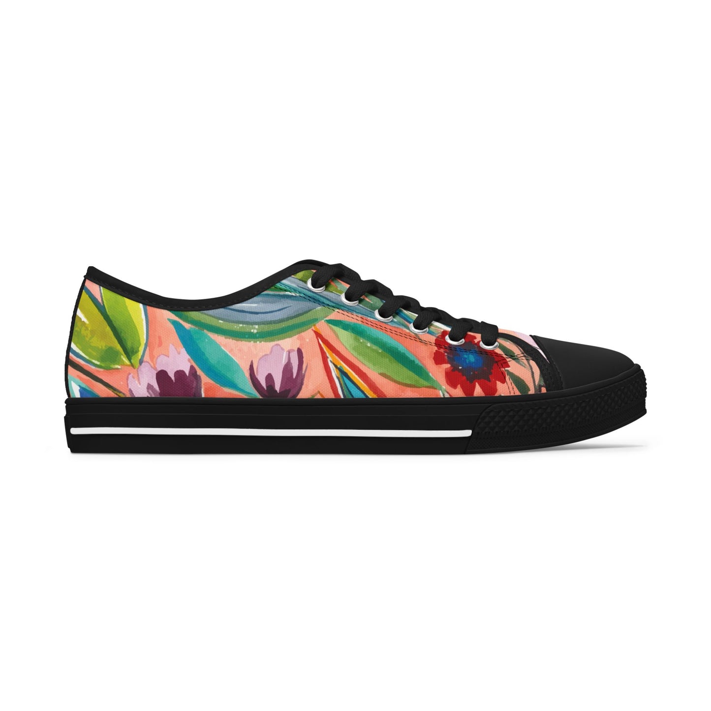 Blue Barn Women's Low Top Floral Sneakers, with Original Artwork by Camilla Metzler