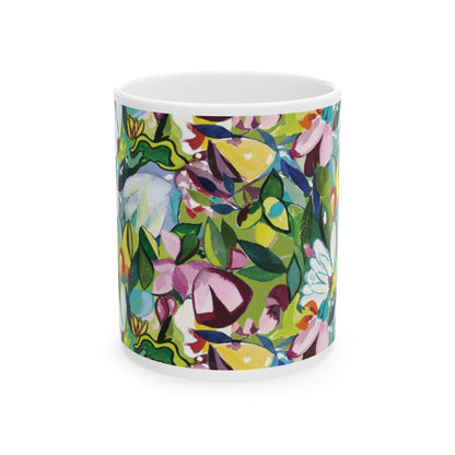 Purple Flowers Ceramic Mug, (11oz, 15oz)