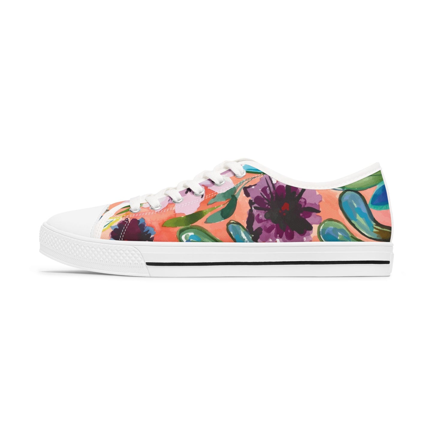 Blue Barn Women's Low Top Floral Sneakers, with Original Artwork by Camilla Metzler