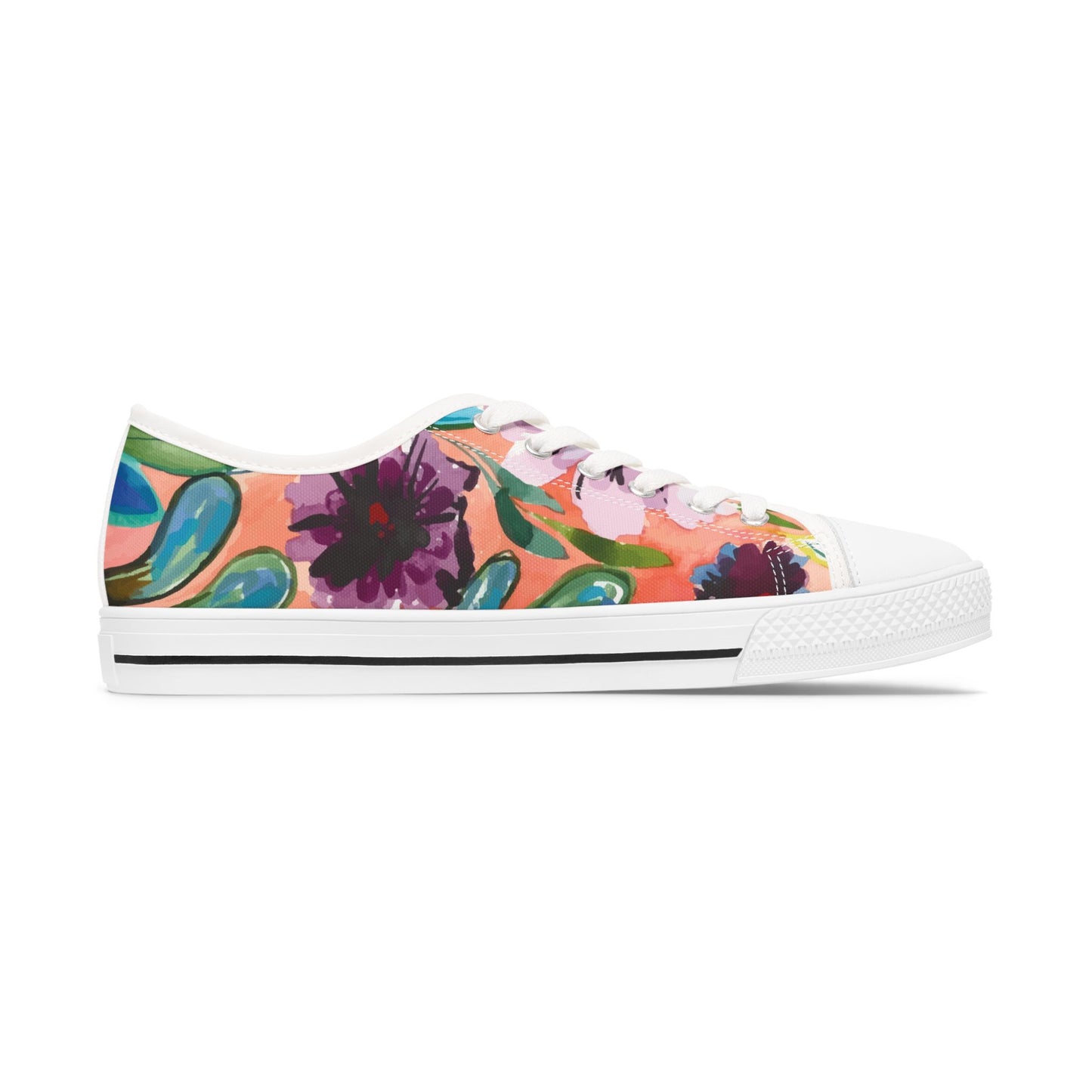 Blue Barn Women's Low Top Floral Sneakers, with Original Artwork by Camilla Metzler