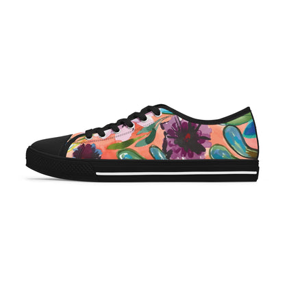 Blue Barn Women's Low Top Floral Sneakers, with Original Artwork by Camilla Metzler