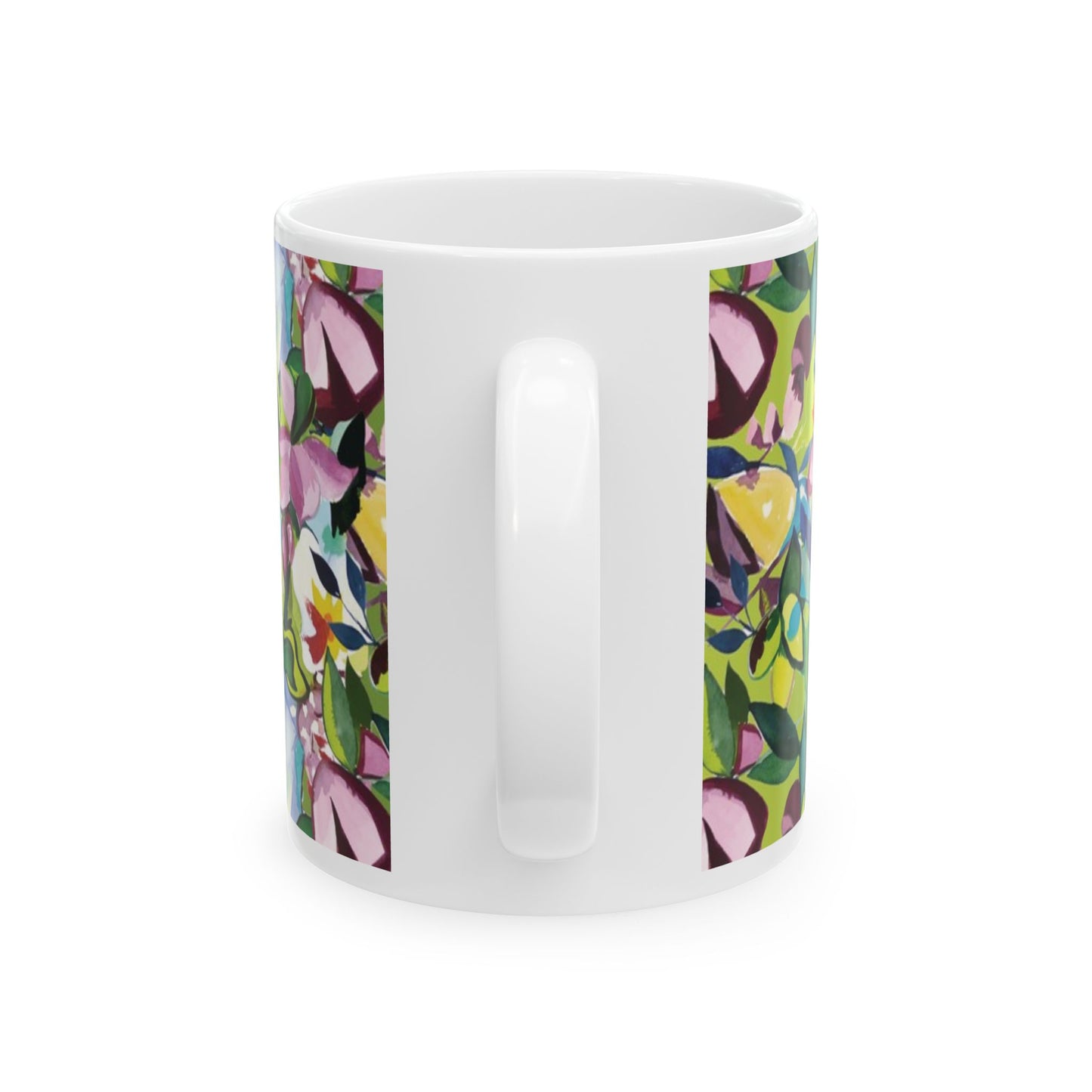 Purple Flowers Ceramic Mug, (11oz, 15oz)