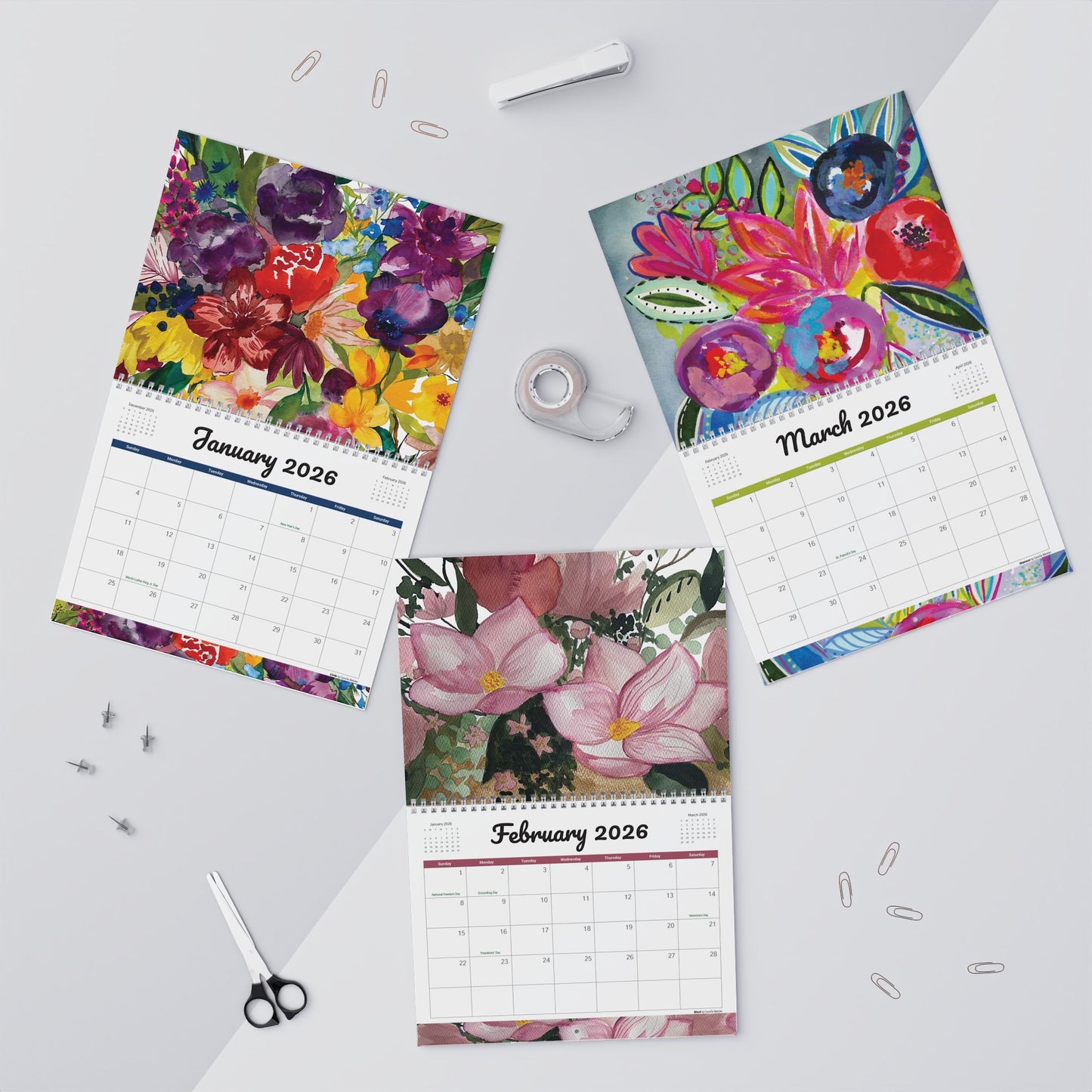 Blue Barn 2026 Wall Calendar with prints of Original Artwork by Camilla Metzler